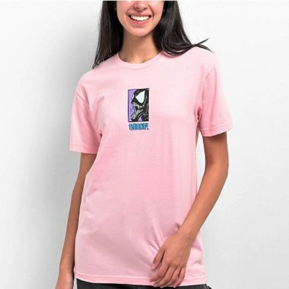 Huf x Marvel Venom Symbiote Short Sleeve T-Shirt Adult Pink Size Small NWT - Picture 1 of 5